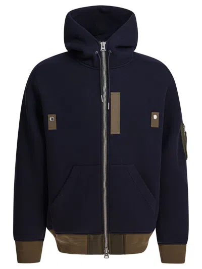 Sacai Men's Sponge Sweat Hoodie In Blue