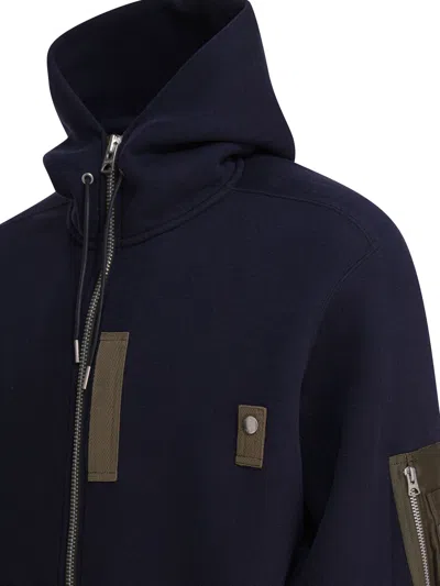 Sacai Men's Sponge Sweat Hoodie In Blue