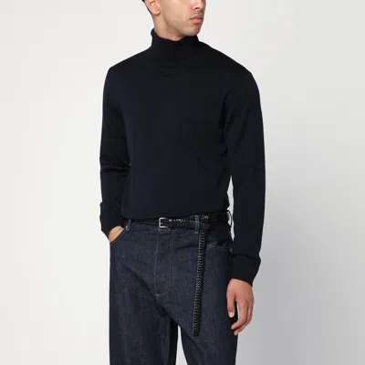 Roberto Collina High-necked Long-sleeve Knitted Sweater In Blue