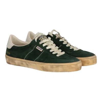 Golden Goose Soul-star Distressed Leather-trimmed Suede Sneakers In Green