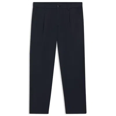 Hugo Boss Tapered-fit Drawstring Pants In Stretch-cotton Twill In Black