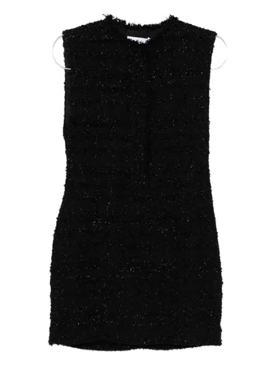 Iro Mini Dress With Frayed Hem And Round Neckline In Black