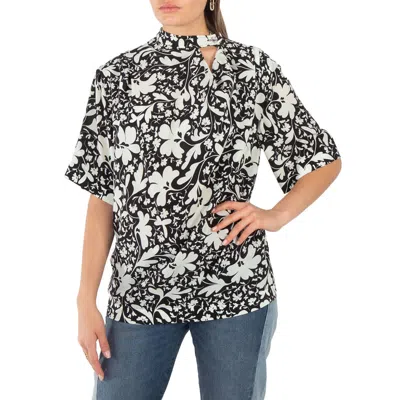 Stella Mccartney Black Silk Foral Print Blouse In Multi