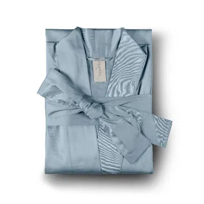 Decoflux Home Women's Sateen Bathrobe Kimono Solid Blue Bell