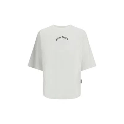 Palm Angels Relaxed-fit White T-shirt With Logo Print In Multi