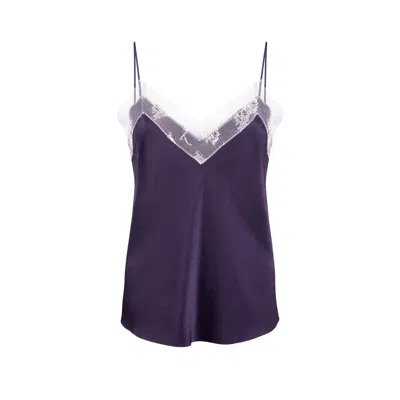 Vavi Studio Women's Purple Midnight Lace Trim Silk Camisole