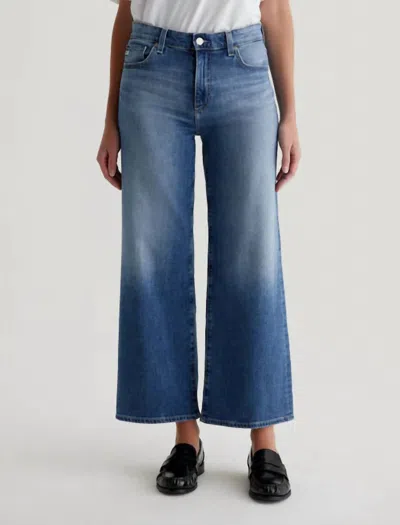 Ag Saige Wide Leg Crop Jeans In Bell Canyon In Blue