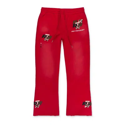 Retrovert Exclusive Patch Flare Red Sweatpants