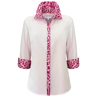 Perlavera Women's Tina Pink Three Quarter Sleeve Length Shirt With Printed Details