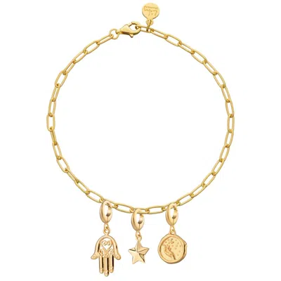 Lily Charmed Women's Gold Plated Luck & Magic Oval Link Charm Bracelet