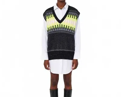 Brodie Cashmere Electric Fairisle Cashmere Sweater Vest In Multicolor In Multi