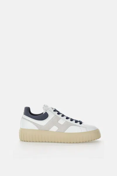 Hogan Lace-up White Sneakers With Logo Patch In Multi