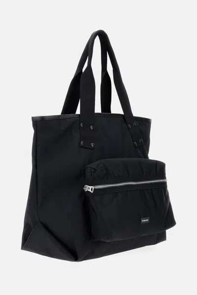 Sacai Mens Black Coal Nylon Large Tote Bag In Black