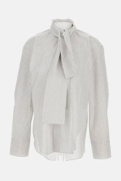 Plan C Striped Tie-neck Shirt