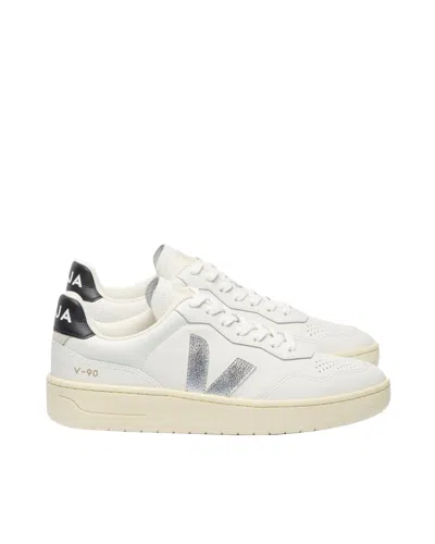 Veja V-90 Ot White Silver Black Sneakers In Multi