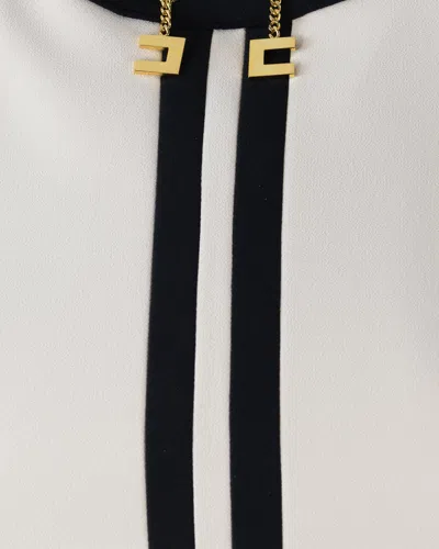 Elisabetta Franchi Double Crepe Color-block Top In Neutral