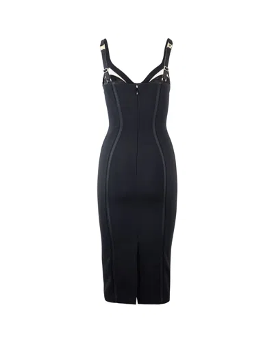 Elisabetta Franchi Abito In Crêpe Leggero Con Tulle Nero In Black