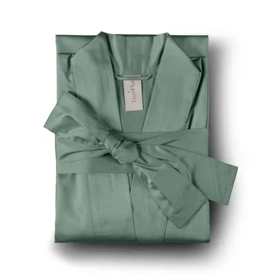Decoflux Home Women's Green Sateen Bathrobe Kimono Solid Salvia