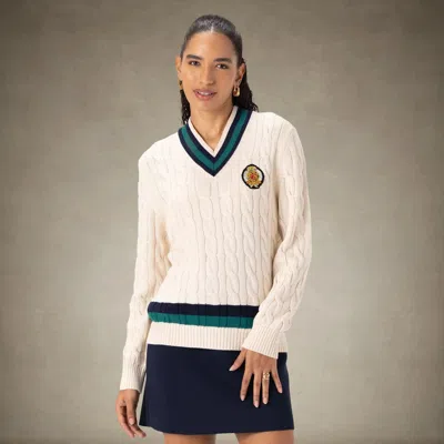 Members Only Women's Cable Knit Cricket Sweater In White