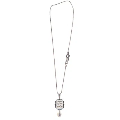 Gem Kingdom Women's White / Silver Back To The Future - Sterling Silver Necklace With Engraved White Bone