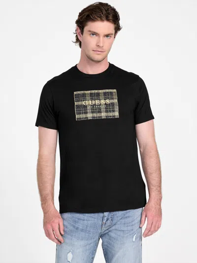 Guess Factory Camden Tweed Logo Tee In Black