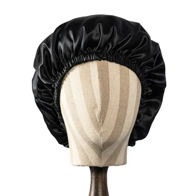 Soft Strokes Silk Women's Black Pure Mulberry Silk Double Layer Bonnet Dark Night