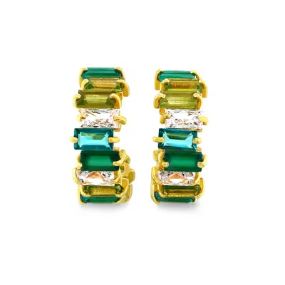 Gem Bazaar Jewellery Women's Green / White / Gold Kiara Hoops