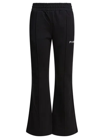 Pinko Logo-embroidered Flared Trousers In Black