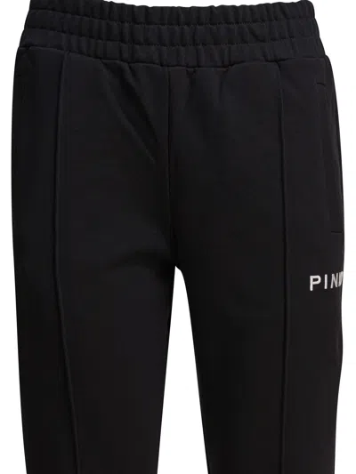 Pinko Logo-embroidered Flared Trousers In Black
