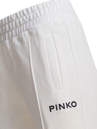 Pinko Logo Embroidered Track Pants In White
