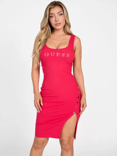 Guess Factory Umaya Logo Midi Dress In Red