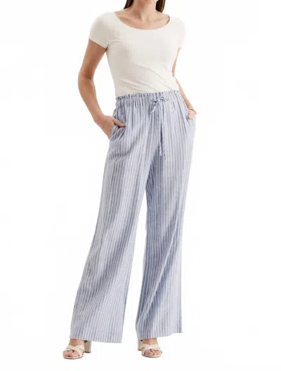 Tyler Boe Palmer Striped High Waist Pant In Blue In Blue