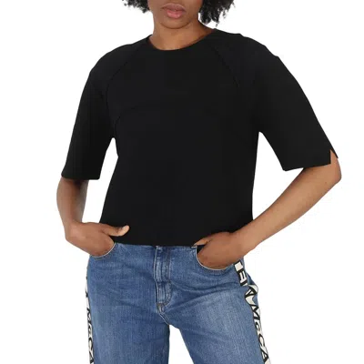 Stella Mccartney Ladies Black Piped Seam Cropped Top In Black