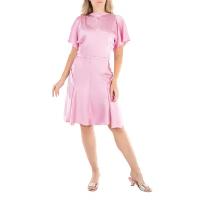Victoria Beckham Draped Sleeve Satin Finish Dress In Pink