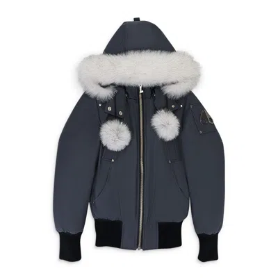 Moose Knuckles Debbie Bomber Granite W/nat Bomber In Blue