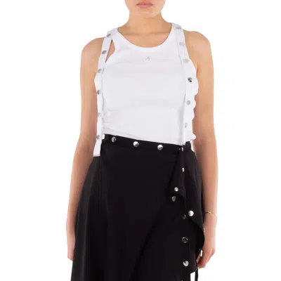 Attico Strap Detail Ribbed Tank Top In White
