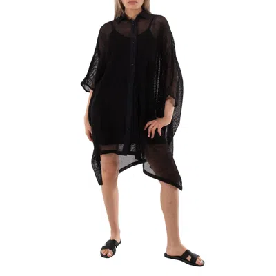 Off-white Mesh Cape Dress In Black