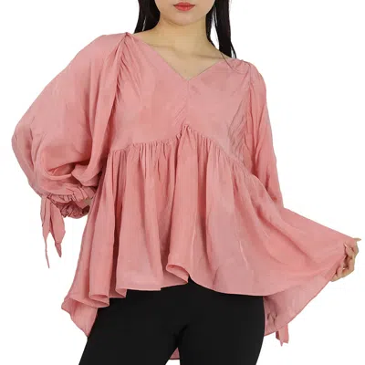 3.1 Phillip Lim Ladies Dusty Pink Empire Waisted V Neck Top In Pink
