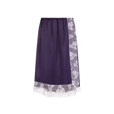 Vavi Studio Women's Purple Midnight Lace Trim Satin Skirt