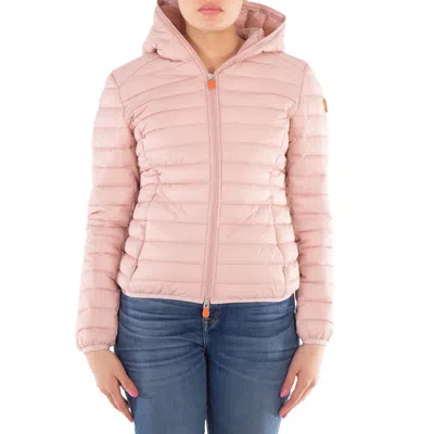 Save The Duck Ladies Pink Daisy Animal Free Hooded Puffer Jacket In Pink
