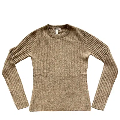 Autumn Cashmere Women's Rib Crewneck Sweater In Brownie In Nude