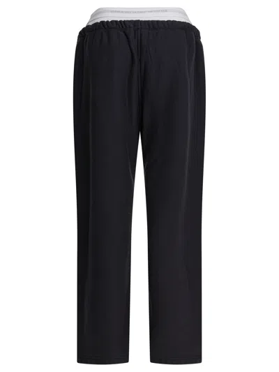Alexander Wang High-waisted Wide-leg Sweatpants In Black