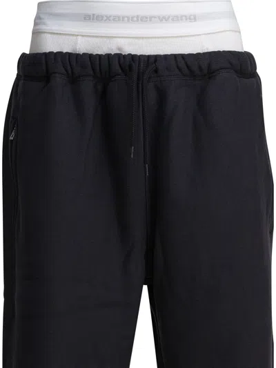 Alexander Wang High-waisted Wide-leg Sweatpants In Black