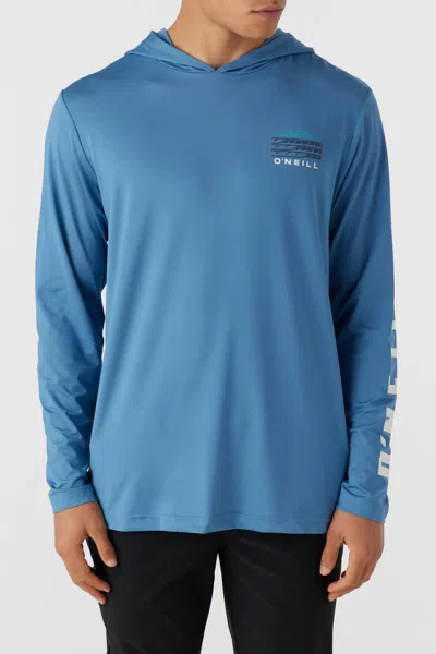 O'neill Trvlr Upf Hooded Long Sleeve Tee In Copen Blue In Blue