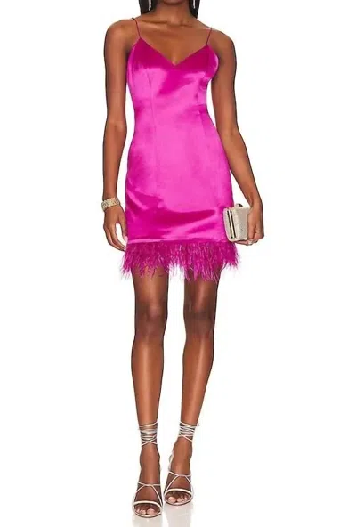 Cami Nyc Roxanne Feather-trimmed Satin Mini Dress In Pink
