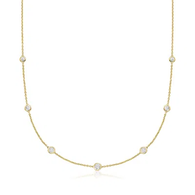 Ross-simons Bezel-set Diamond Station Necklace In 14kt Yellow Gold