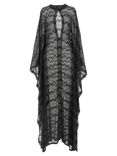 Missoni Zigzag Knit Dress Dresses Multicolor In Black