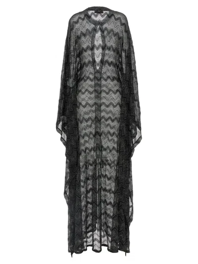 Missoni Zigzag Knit Dress Dresses Multicolor In Black
