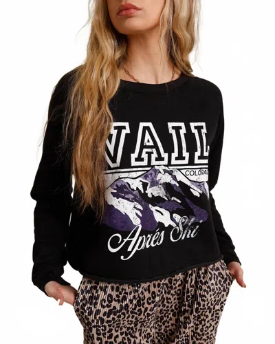 Prince Peter Ski Resort Love Crop Crew Pullover In Black In Black