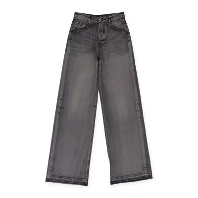 Amiri Aged Black High Rise Wide Leg Jeans In Gray